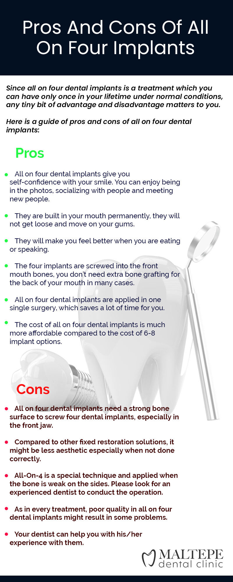 pros and cons of all on four dental implants