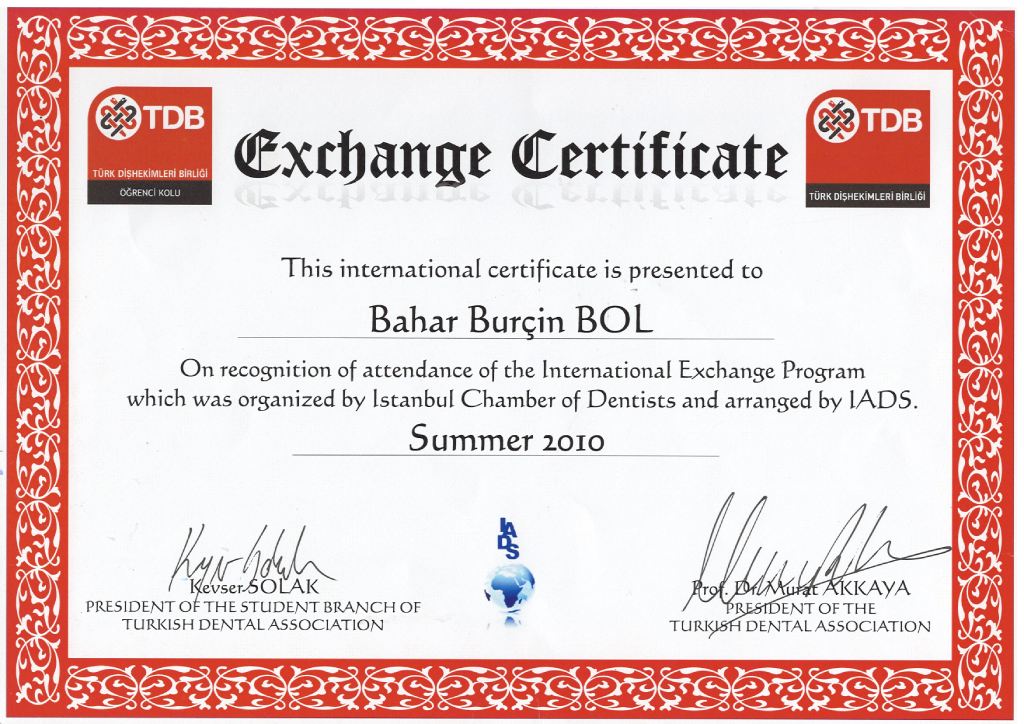IADS Exchange Certificate