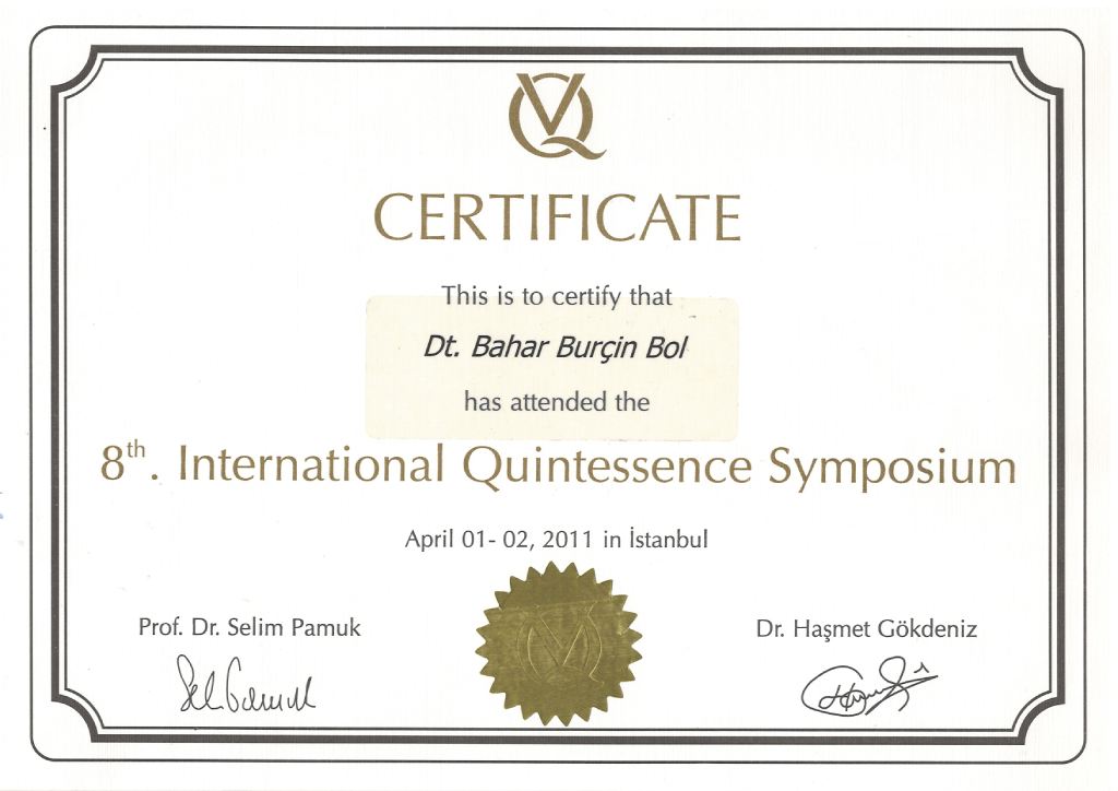 International Quintessence Symposium Certificate